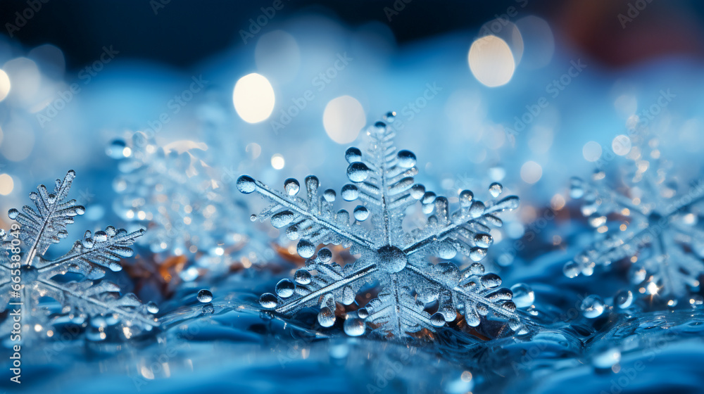 Snowflakes in Detail.  Close-Up Snow Crystals