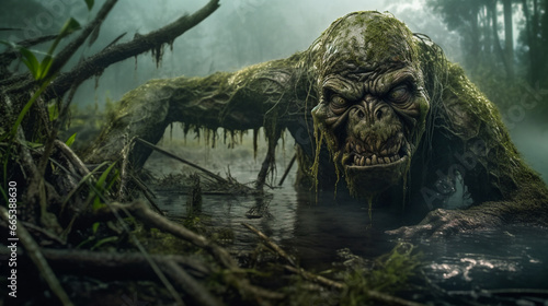 Swamp monster.  Nightmare creature.  AI Generated