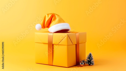 opened gift box close up isolated on yellow background. Ai generated