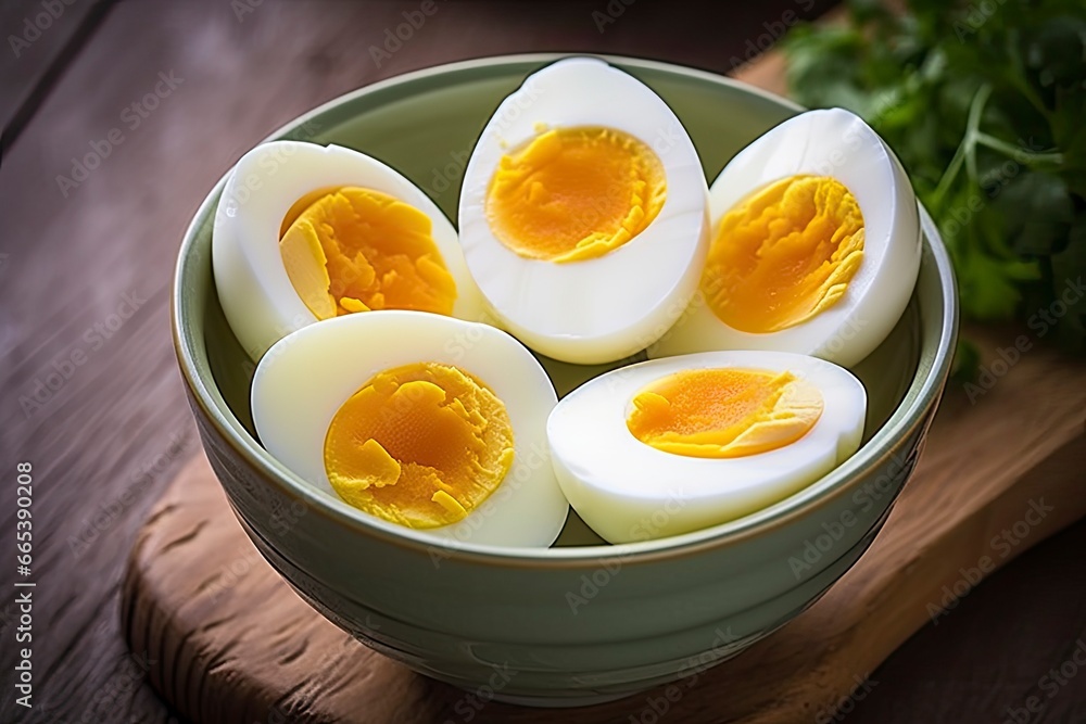 Boiled eggs in bowl. Boiled eggs in bowl.