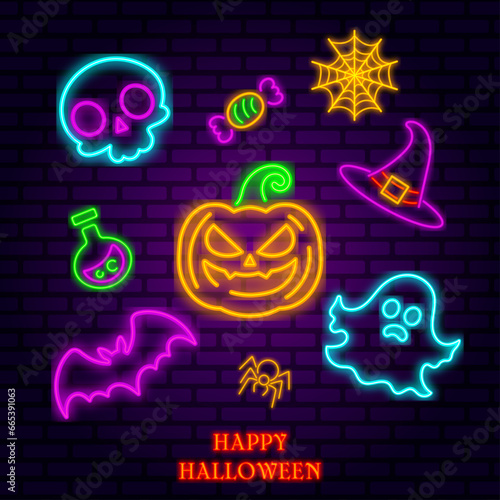 Neon icons Halloween