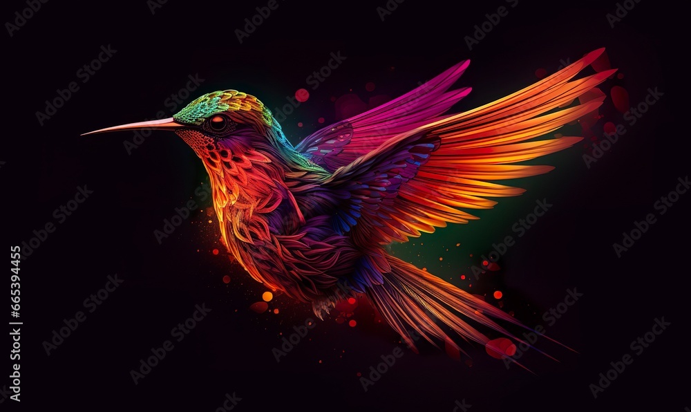 Fototapeta premium hummingbird logo with multiple colors flying through the air..