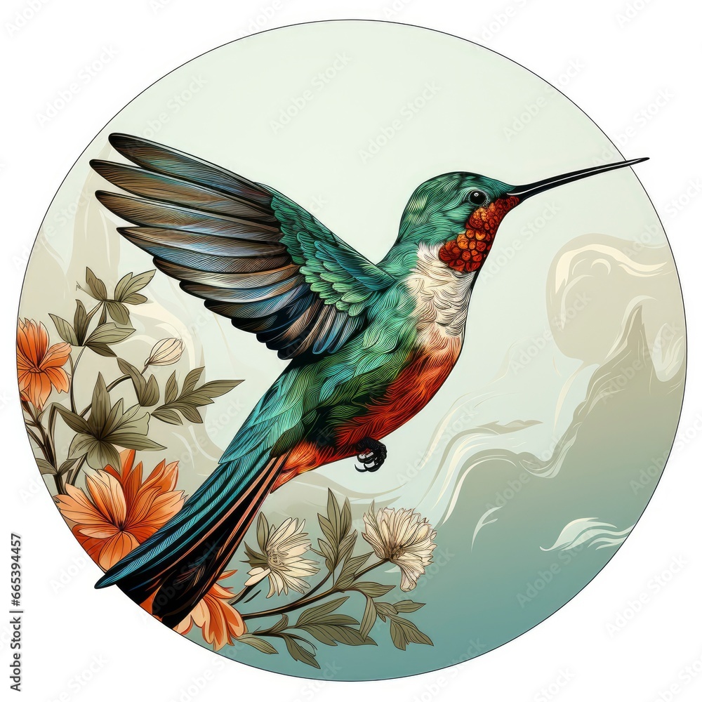 Obraz premium Hummingbird clipart on white background.