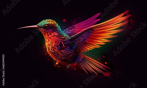 hummingbird logo with multiple colors flying through the air.. © MdHafizur