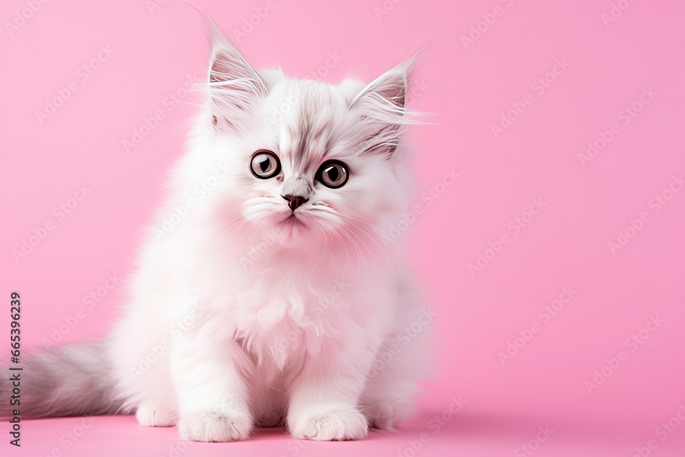 Pink colored cat on Pink Background. Pink colored cat on Pink Background.
