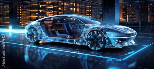 blueprint concept of autonomous car in motion 