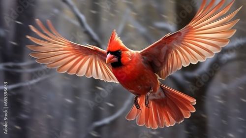 Northern Cardinal coming in for a landing.