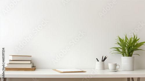 A white desk with a mockup