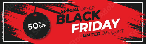 black friday sale website banner with white splash photo