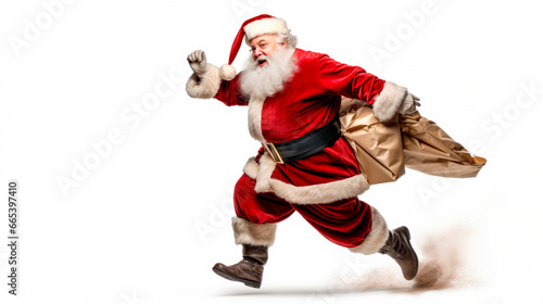 Santa Claus isolated on white background. Christmas holiday party. Ai generated