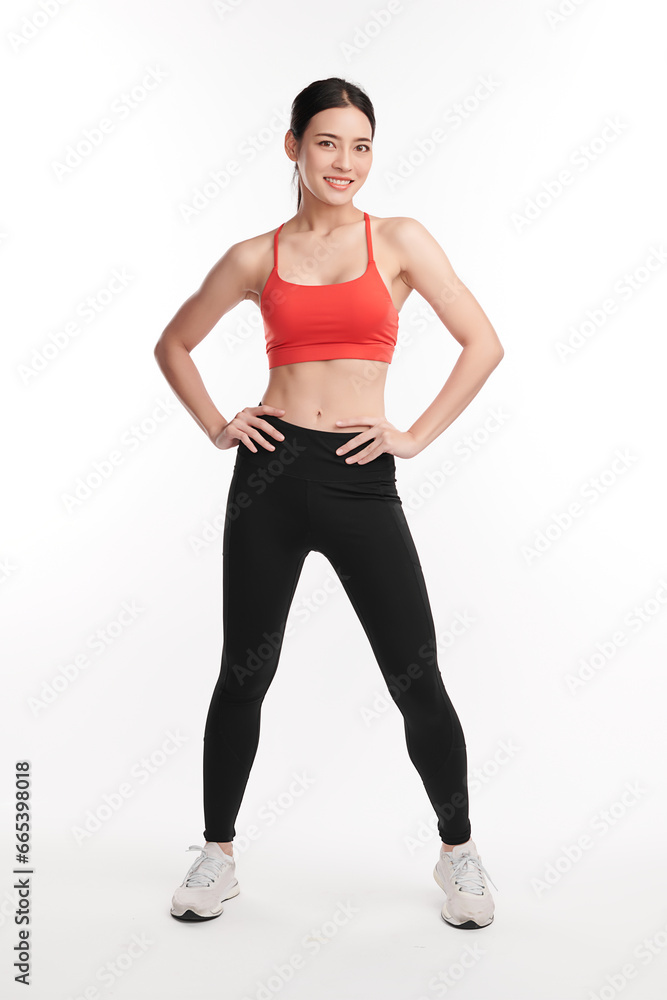 Beautiful young asian sport woman with sportswear ready for exercise on white background, Advertising sportswear and yoga wear, Healthy lifestyle, sport. Beautiful young asian sport woman with sportswear ready for exercise on white background, Advertising sportswear and yoga wear, Healthy lifestyle, sport.