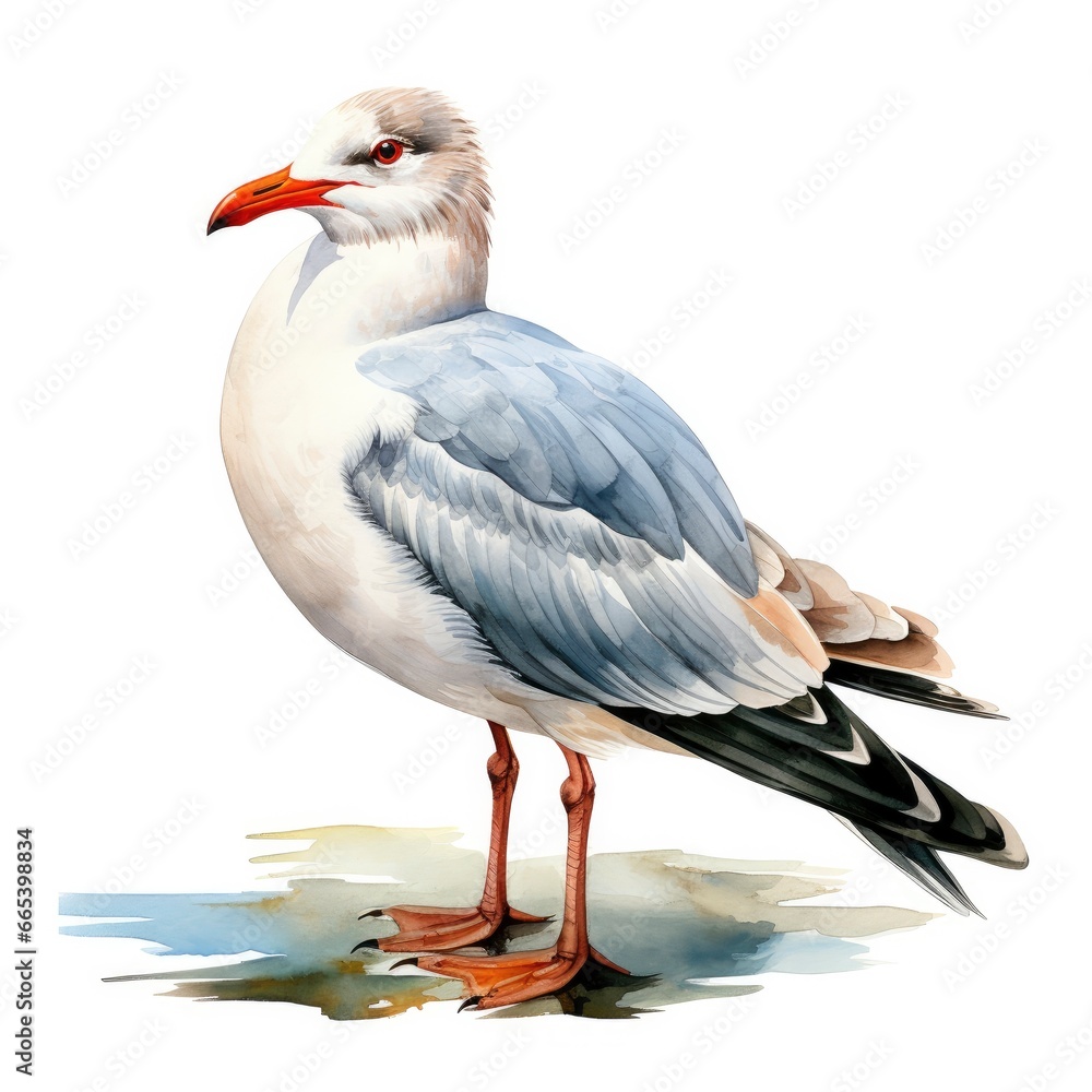 Obraz premium Watercolor seagull isolated on white background.