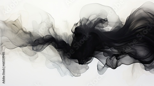 Abstract background. Black haze on a white background. Flowing paint, watercolor or ink