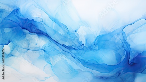 Abstract background. A blue watercolor spot. Flowing paint with streaks.