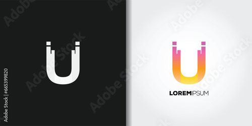 gradient color letter u logo 