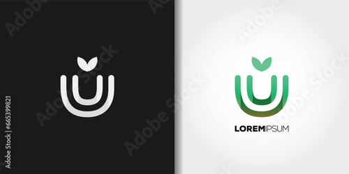 gradient color letter u logo 