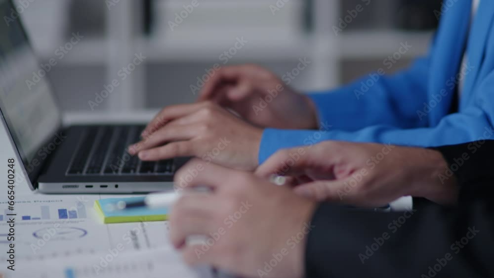 Close up of hands teamwork business group are calculate working and brainstorming about business financial and marketing. Close up of hands teamwork business group are calculate working and brainstorming about business financial and marketing.