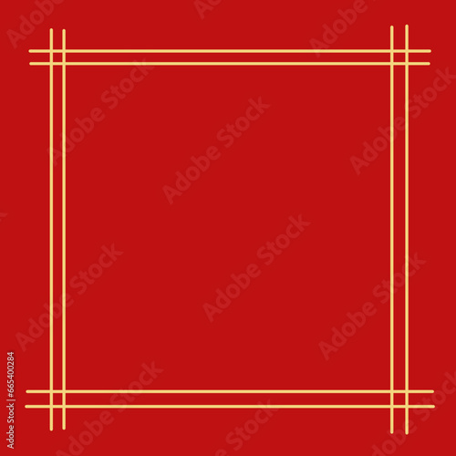 Chinese New Year background with golden border vector Inspiration for the Red Chinese.