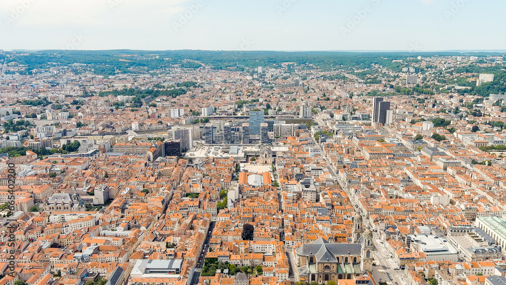 Nancy, France. Panorama of the central part of the city. Summer, Sunny day, Aerial View