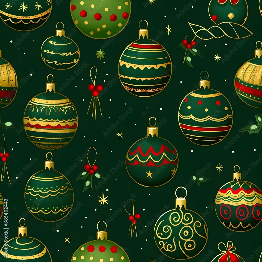 Seamless illustrated christmas balls backgrounds, ai generative Seamless illustrated christmas balls backgrounds, ai generative