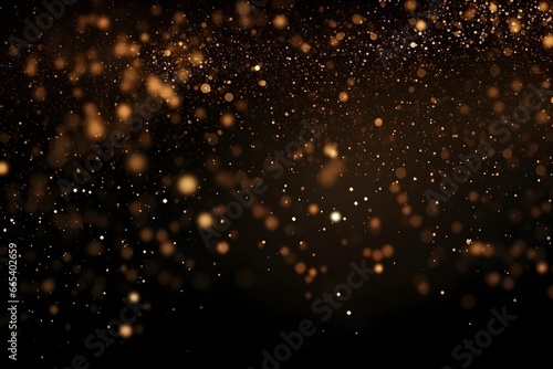 Luxury golden clouded bokeh dust on black backgrounds, ai generative