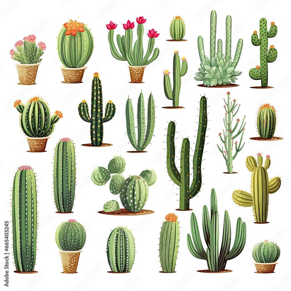 The Cactus set on white background. Clipart illustrations. The Cactus set on white background. Clipart illustrations.