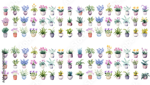 Set of flowers and plants on white background.  © Clip Arts Fusion 