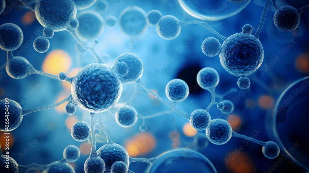 Close-up microscopic view of body cells. Cell therapy and regeneration Close-up microscopic view of body cells. Cell therapy and regeneration