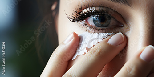 Eye Infection Macro Photography: Flu Symptoms. Eye Infection and Flu: Extreme Closeup View photo