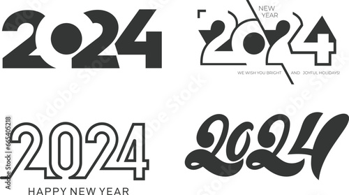 2024 New year, happy new year vector set