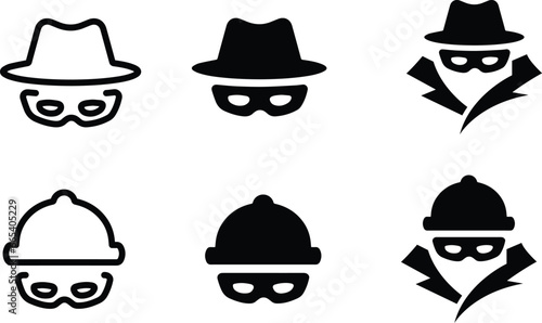 Incognito icons set, Privet browsing 