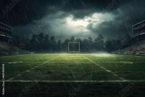Football field in rainy weather  © PinkiePie