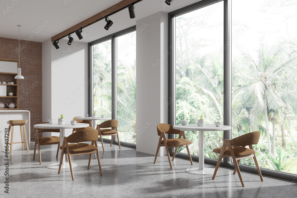 White and beige cafe corner with bar White and beige cafe corner with bar