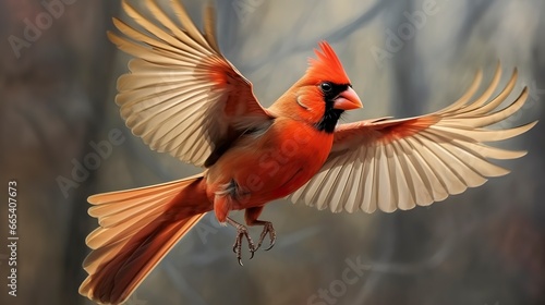 Northern Cardinal coming in for a landing. © MdHafizur
