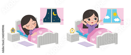  A Little girl sleeping on tonight, good night sweet dreams. and she wake up in the morning.