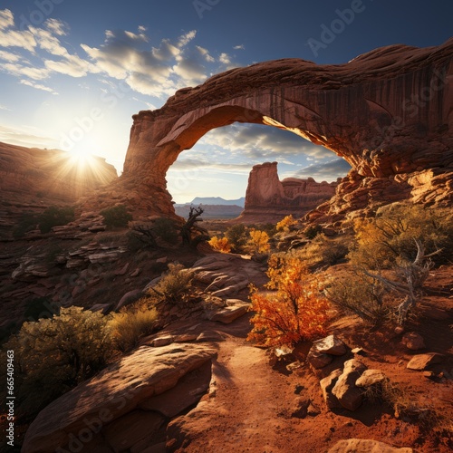 Photo of Canyonlands and sandstone arches. Generative AI © Aditya
