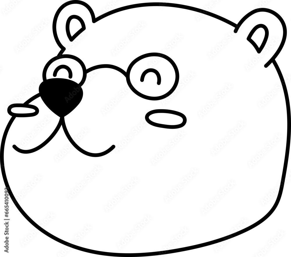 Bear Cartoon Character Cute Happy Face Outline