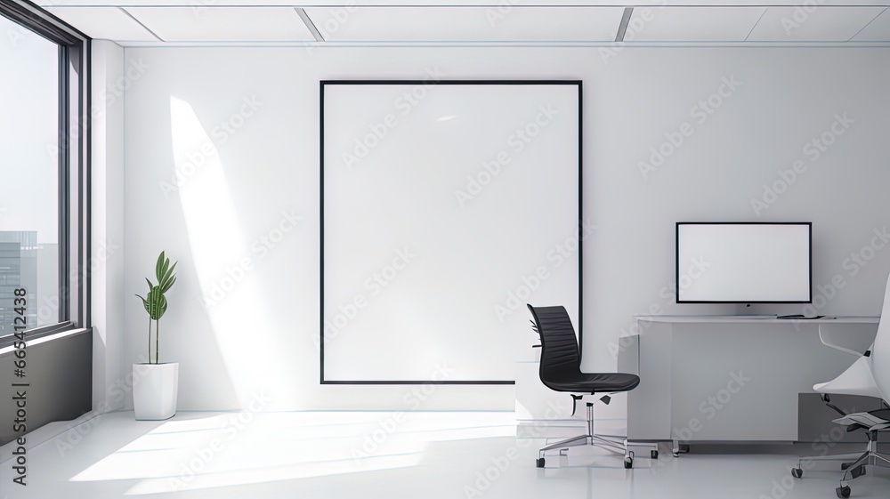 Modern bright interiors apartment with mock up poster frame 3D rendering illustration. Modern bright interiors apartment with mock up poster frame 3D rendering illustration.