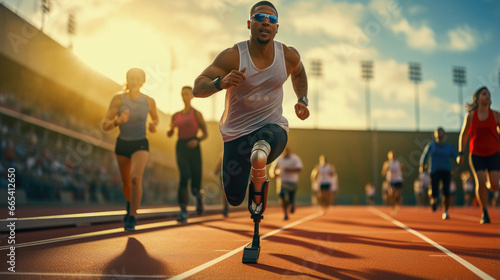 An adaptive sports event featuring athletes of different abilities photo