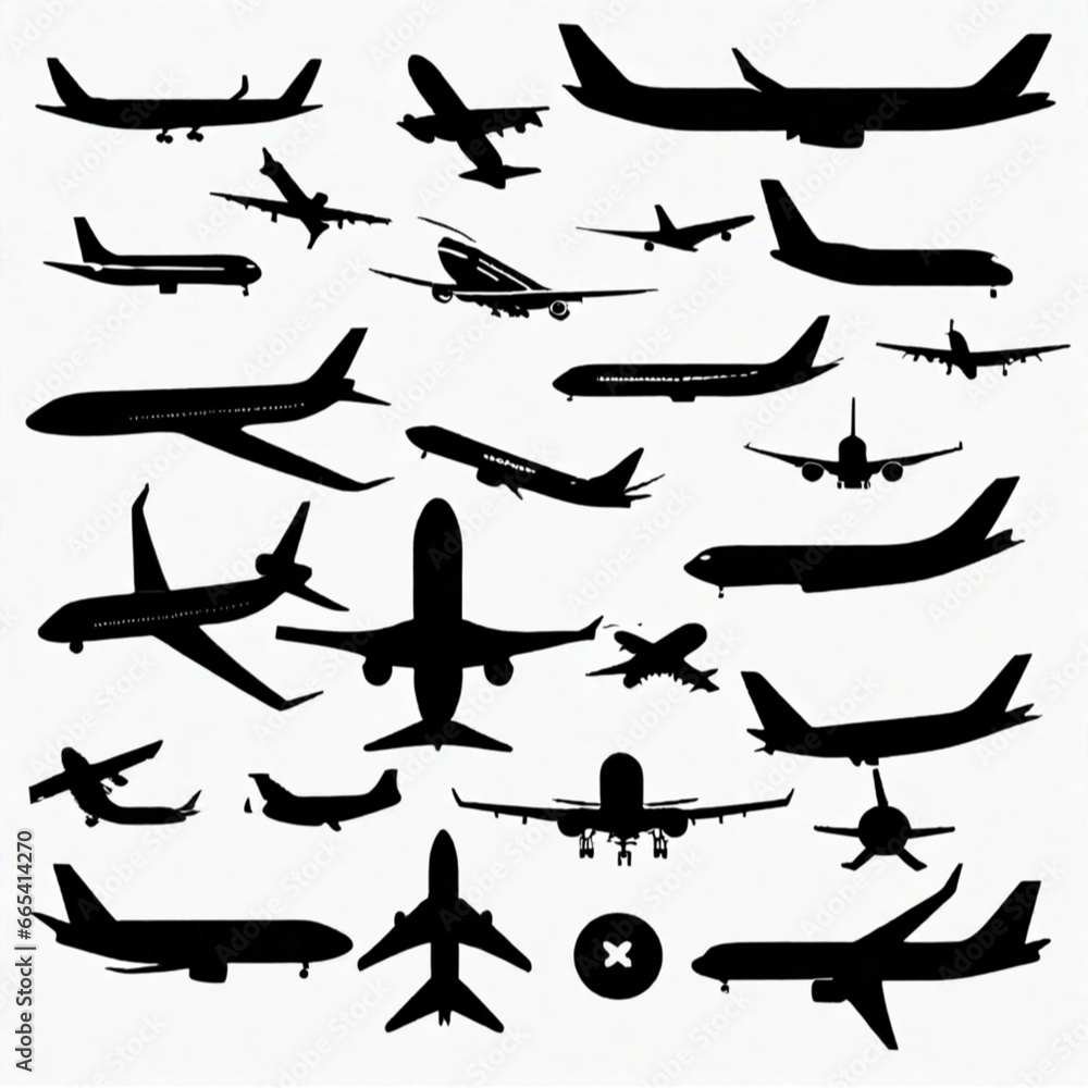 Obraz premium airplane icon set, Generative AI