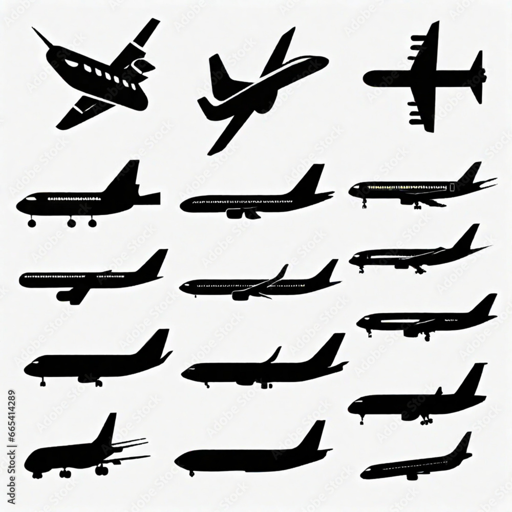 Obraz premium airplane icon set, Generative AI