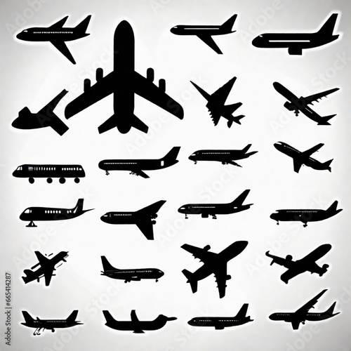 airplane icon set  Generative AI