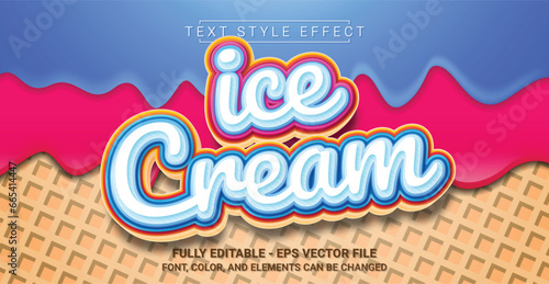 Ice Cream Text Style Effect. Editable Graphic Text Template.