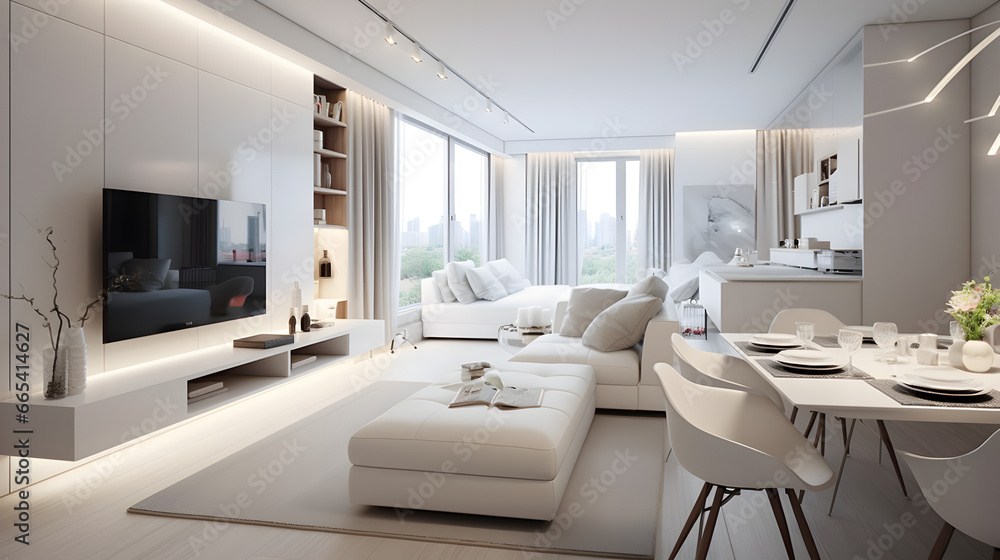 Modern apartment interior with white design