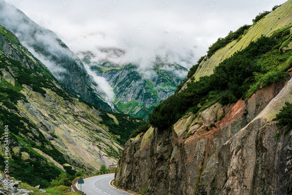 View of the Grimsel Pass in Switzerland.