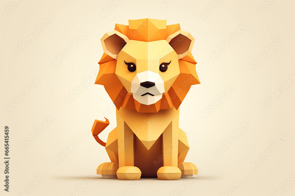 A cute Lion, papercraft, minimalist design, vector illustration A cute Lion, papercraft, minimalist design, vector illustration