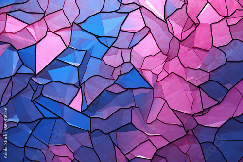 Rose Pink and Indigo, Abstract pattern of glass crack 