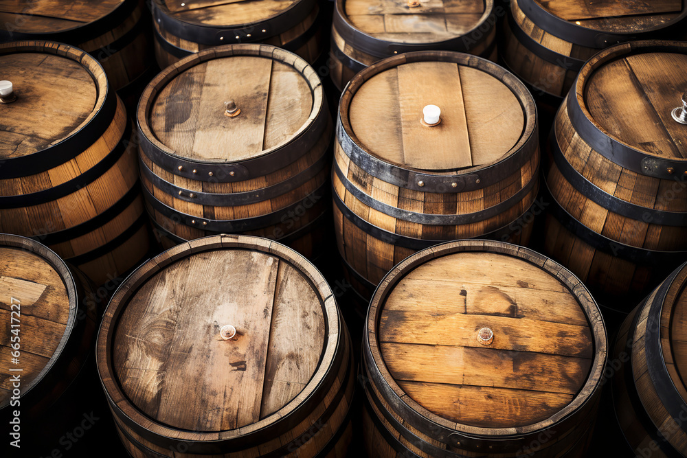 Shot of freshly cleaned beer barrels ready to be reused