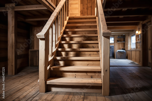 shot of freshly wooden staircase 