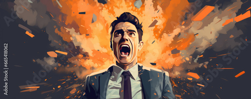 Chaos in bussiness man head illustration.